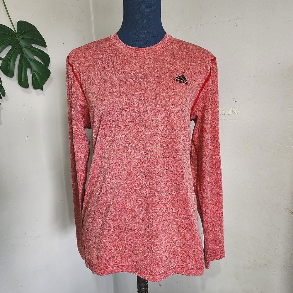 Adidas Climalite Heathered Red Long Sleeve Activewear Top